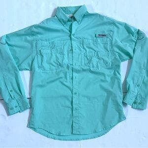 Columbia Men's Long Sleeve Button-Up Shirt Teal Size Small